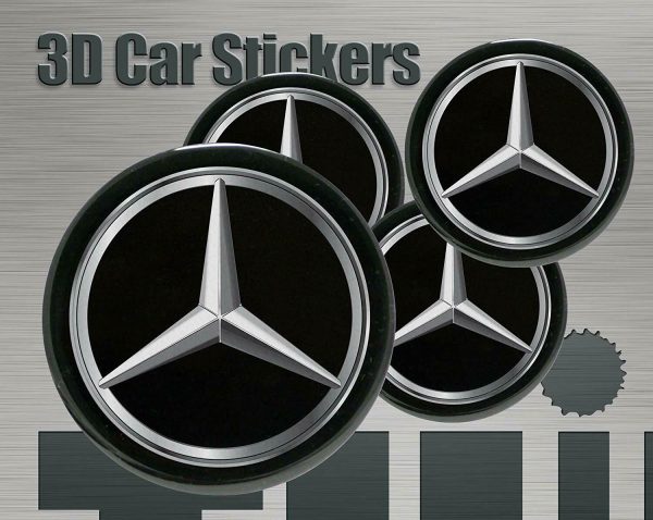 3D Wheel stickers compatible with Mercedes New - Center cap logo badge for  wheels trims rims high quality decal hub caps - Think Ink Shop